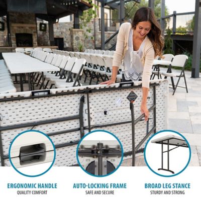 Image showing  6 ft. Fold-in-Half Heavy-Duty Banquet Table, Almond