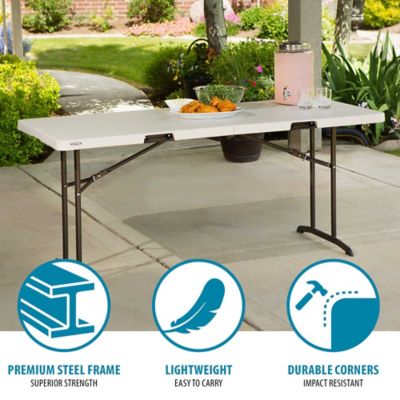 Image showing  6 ft. Fold-in-Half Heavy-Duty Banquet Table, Almond