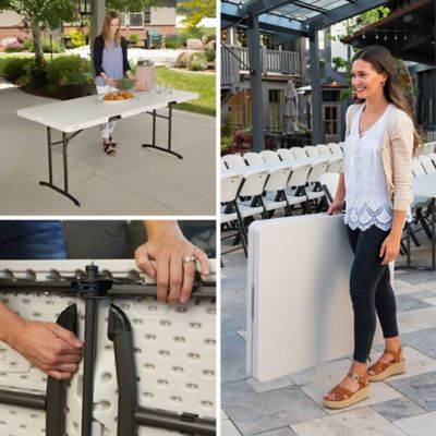 Image showing 7 th Lifetime 6 ft. Fold-in-Half Heavy-Duty Banquet Table, Almond