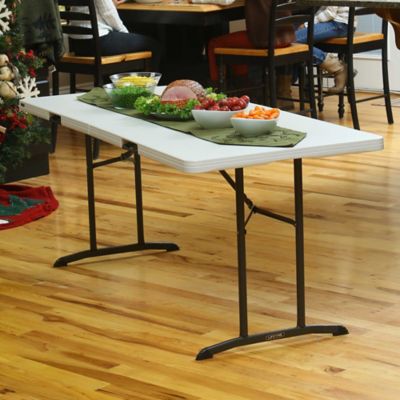 Image showing 9 th Lifetime 6 ft. Fold-in-Half Heavy-Duty Banquet Table, Almond