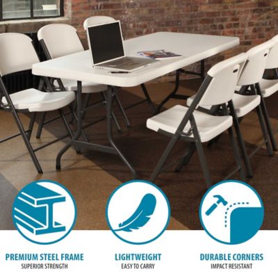 Image showing  6 ft. Commercial Folding Table, White Granite