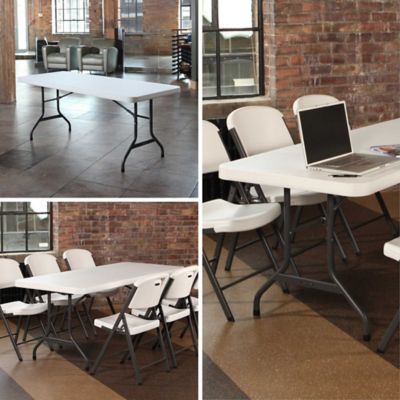 Image showing 7 th Lifetime 6 ft. Commercial Folding Table, White Granite