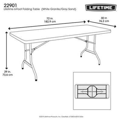Image showing 9 th Lifetime 6 ft. Commercial Folding Table, White Granite