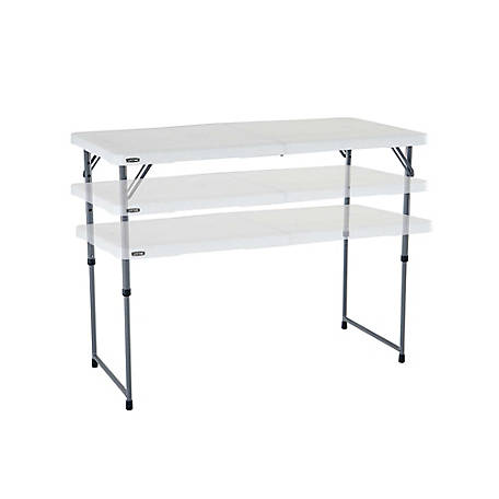 Adjustable Height Fold In Half Table, Lifetime 4 Foot Portable Outdoor Table With Sink