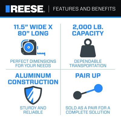 Image showing  2,000 lb. Capacity Straight Xtruded Loading Ramps, 11.5 in. x 80 in., 2-Pack