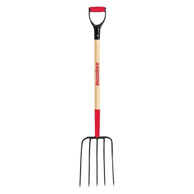 Razor-Back Forged Steel 5-Tine Compost Pitch Fork with Wood Handle