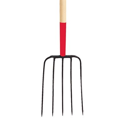 Image showing  9.75 in. Steel 5-Tine Forged Steel Compost Pitch Fork with Wood Handle