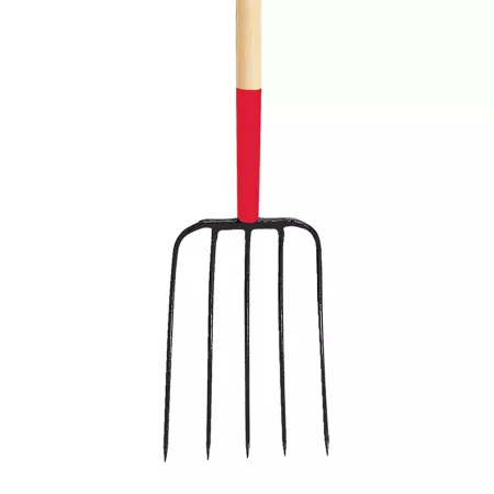 Razor-Back 9.75 in 5-Prong Forged Steel Compost Fork with Wooden Handle Rakes & Forks