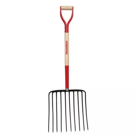 Razor-Back 15.33 in Steel Silage Mulch/Manure Fork with Armor D-Grip 10 Teeth Rakes & Forks