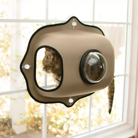 K&H Pet Products EZ Mount Bubble Pod Window Cat Bed Tan Cat Window Perches & Wall Shelves