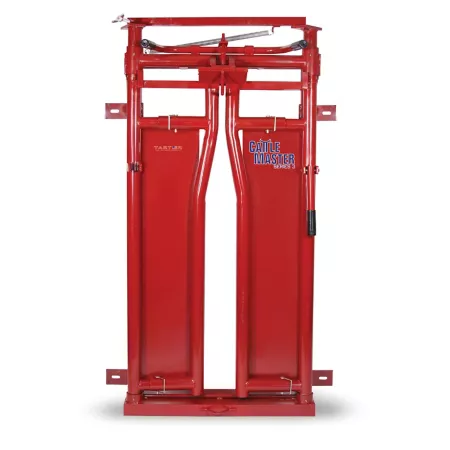 Tarter CattleMaster Series 3 Automatic Gate for Cattle up to 1 200 lbs 19-1/2 in x 41 in x 72 in Red 223 lbs. Sweeps & Alleys