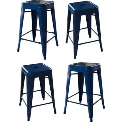 AmeriHome Loft Metal Bar Stools, 24 in., 4-Pack