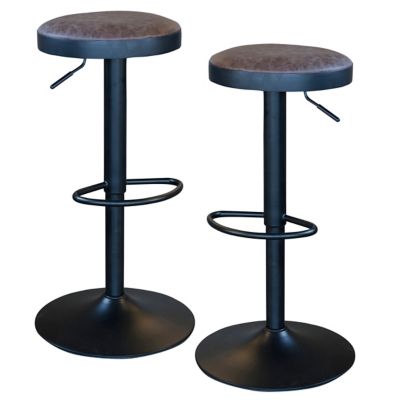 AmeriHome Classic Faux Leather Bar Stools, Brown, 2 pc.