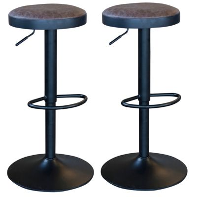 Image showing  Classic Faux Leather Bar Stools, 31.5 in., Brown, 2-Pack