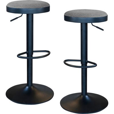 AmeriHome Classic Fabric Adjustable Bar Stools, Charcoal Gray, 2 pc.