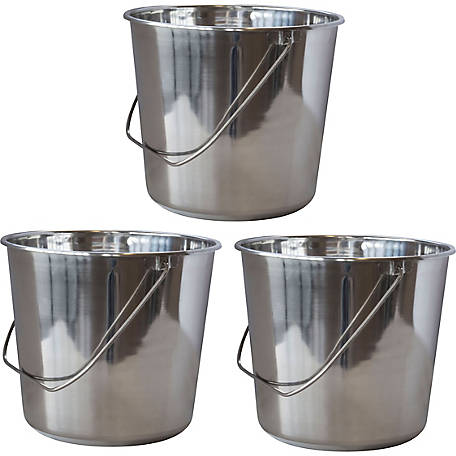 AmeriHome Large Stainless Steel Bucket Set, 4.22 gal./16.9 qt./16 L, 3 pc.