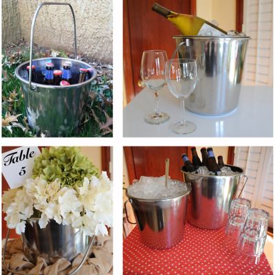 Image showing  Large Stainless Steel Bucket Set, 4.22 gal., 3 pc.