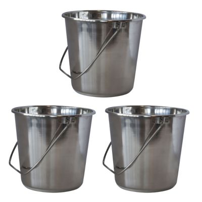 AmeriHome Extra-Large Stainless Steel Bucket Set, 5.28 gal./21.13 qt./20 L, 3 pc.