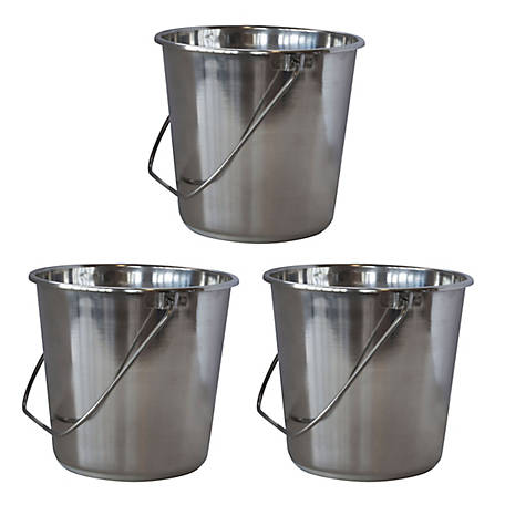 Stainless Steel Bucket Pail 1 Qt Dog Kennel Farm Water Milk Feeding BOX OF 12 