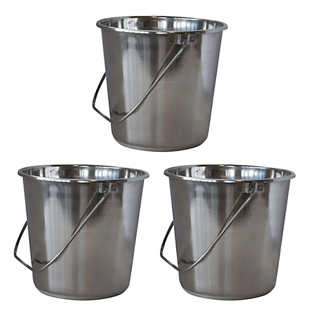 AmeriHome Extra-Large Stainless Steel Bucket Set, 5.28 gal./21.13 qt./20 L, 3 pc.