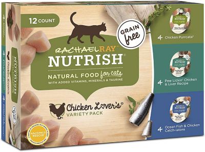 Rachael Ray Nutrish Premium Adult Grain-Free Chicken, Fish and Liver Chunks Wet Cat Food Variety Pack, 2.8 oz. Can, Pack of 12 I'm always trying new cat food and my cats went crazy over yours Rachel