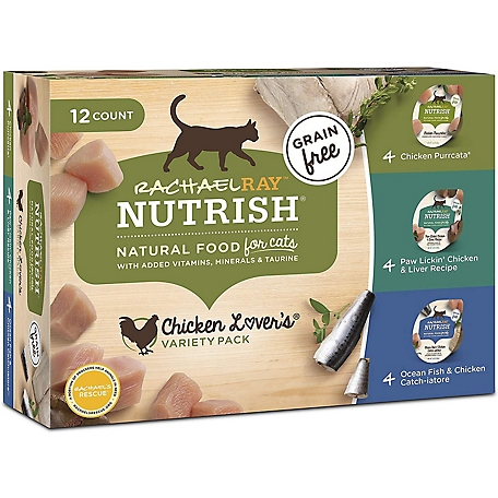 Rachael Ray Nutrish Premium Adult Grain-Free Chicken, Fish and Liver Chunks Wet Cat Food Variety Pack, 2.8 oz. Can, Pack of 12