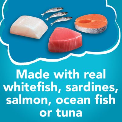 Image showing  Tasty Treasures and Fish-A-Licious Adult Seafood and Beef Shreds Wet Cat Food Variety Pack, 5.5 oz., 32 Cans