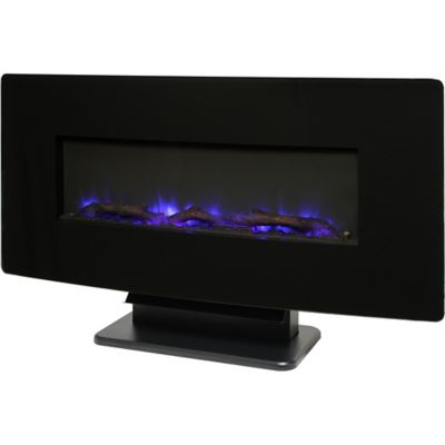 Muskoka 36 in. Curved Front Wall-Mount Electric Fireplace, Black Glass