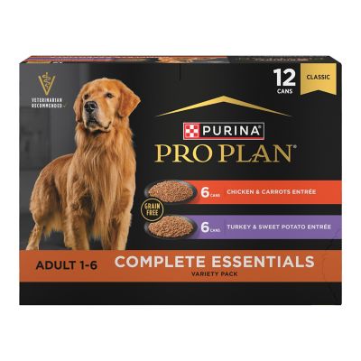 Purina Pro Plan Savor Adult Grain-Free Chicken and Turkey Pate Wet Dog Food Variety pk., 13 oz. Can, Pack of 12