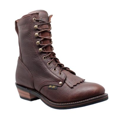 AdTec Men's Soft Toe Packer Durable Work Boots, Chestnut/Black, 9 in.