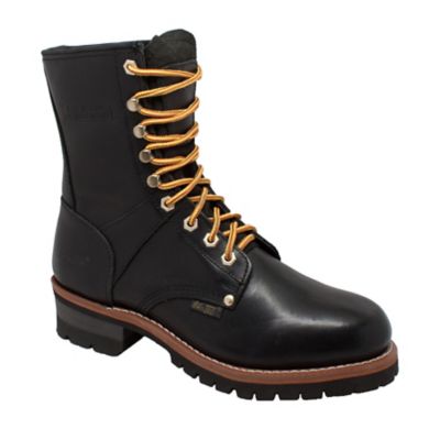 AdTec Men's Round Toe Logger Work Boots, 9 in., Black