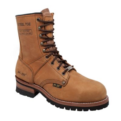 AdTec Men's Steel Toe Logger Boots, Brown, 9 in.