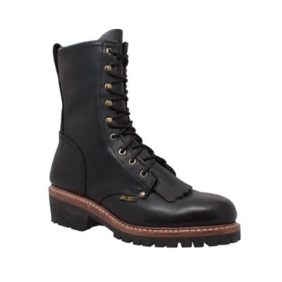 AdTec Men's Fireman Round Toe Logger Work Boots, 10 in., Black