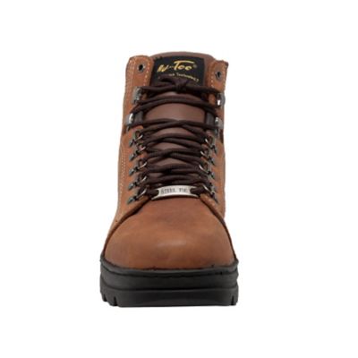 Image showing 2 th AdTec Men's Steel Toe Leather Hiking Boots, Brown, 6 in.