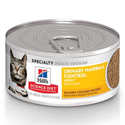 Hill's Science Diet Adult Urinary and Hairball Control Savory Chicken Pate Wet Cat Food, 5.5 oz. Can ONLY FOOD MY SENIOR CAT LOVES 