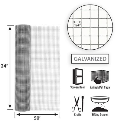 Image showing  1/4 in. Mesh 23-Gauge Hardware Cloth, 50 ft. x 24 in.