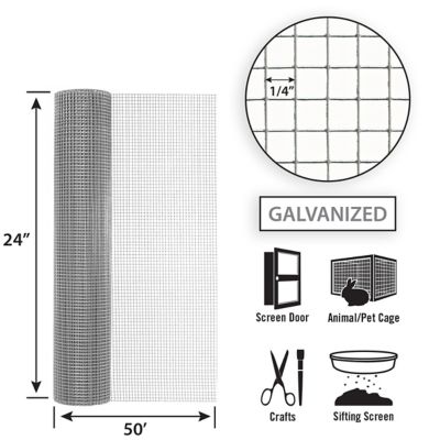 Garden Zone 36 Inches x 50 Feet 23-Gauge Galvanized Hardware Cloth with 1/4-I... 