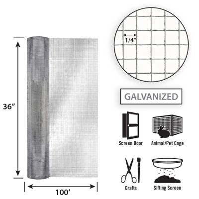 Image showing  1/4 in. Mesh Galvanized Hardware Cloth, 100 ft. x 36 in.