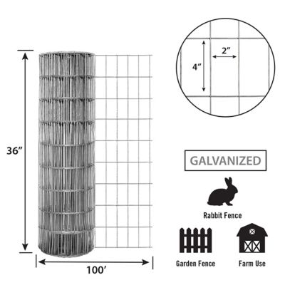 Image showing  100 ft. x 36 in. 14 Gauge Welded Wire with 2 in. x 4 in. Mesh