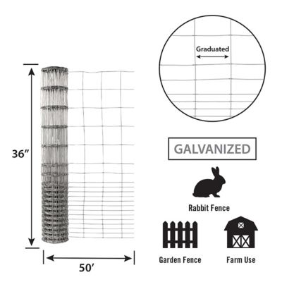 Image showing  50 ft. x 36 in. Galvanized Rabbit Guard Welded Wire Fence
