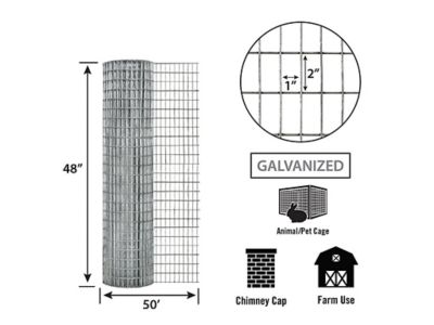 Image showing  50 ft. x 48 in. Garden Craft Welded Wire Fence with 1 in. x 2 in. Mesh