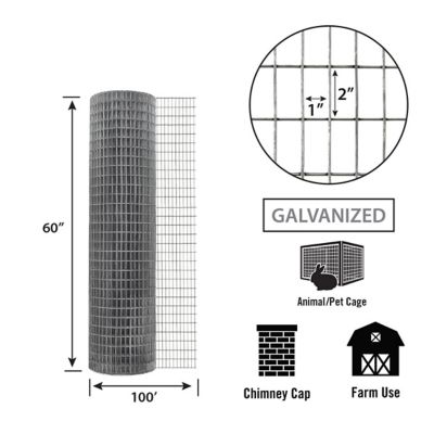 Image showing  100 ft. x 60 in. Garden Craft Welded Wire Fence with 1 in. x 2 in. Mesh