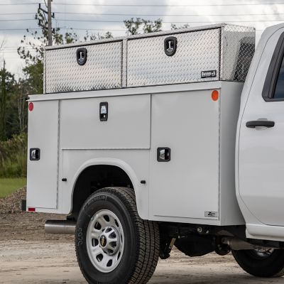 Image showing  18 x 16 x 96in. Diamond Tread Aluminum Topsider Truck Tool Box, 0.100 Thick