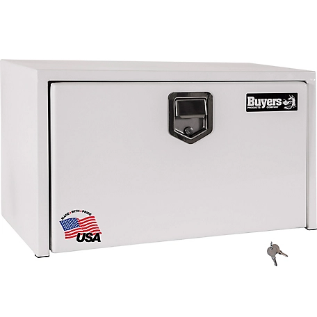 Buyers Products 18 in. x 18 in. x 24 in. Steel Underbody Truck Box with Paddle Latch, 14 Gauge Steel, White