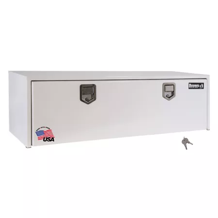 Buyers Products 18 in x 18 in x 60 in White Steel Truck Box with 2 Paddle Latches Underbody Truck Tool Boxes