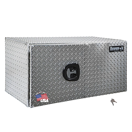 Buyers Products 24 in. x 24 in. x 48 in. Diamond Tread Aluminum Barn Door Underbody Truck Box with 3-Point Latch