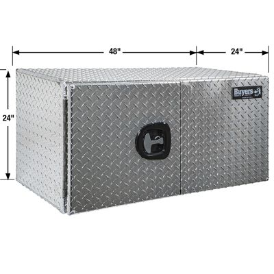 Image showing  Diamond Tread Aluminum Barn Door Underbody Truck Box with 3-Point Latch, 24 x 24 x 48in.