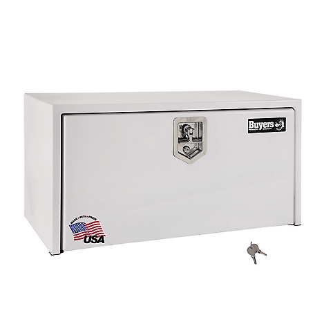 Buyers Products 18 in. x 18 in. x 30 in. White Steel Underbody Truck Box with T-Handle Latch