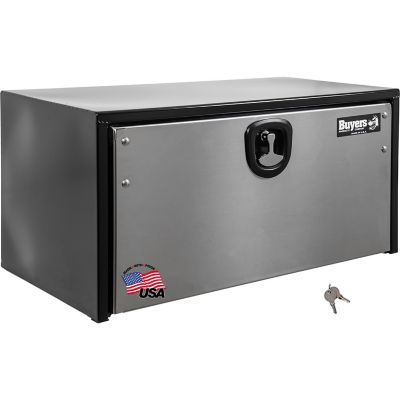 Buyers Products 18 in. x 18 in. x 30 in. Steel Truck Box with Stainless Steel Door, Locking Latch, Black