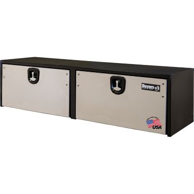Buyers Products 18 in. x 18 in. x 72 in. Steel Underbody Truck Box with 2 Stainless Steel Doors, Black